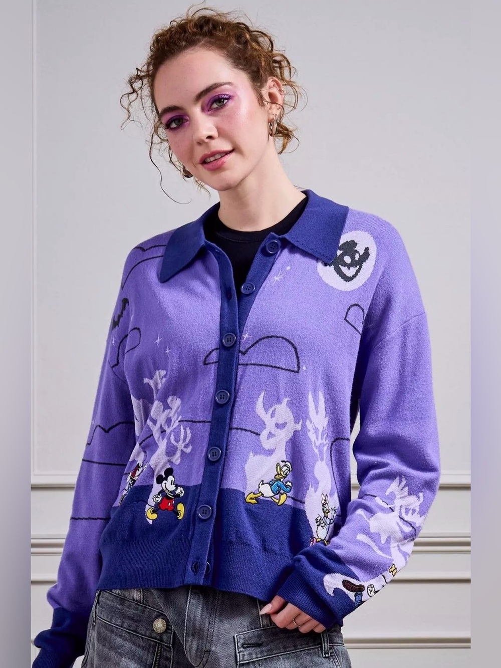 Disney Mickey & Friends Halloween Glow-in-the-Dark Cardigan, Women’s Size XS NWT